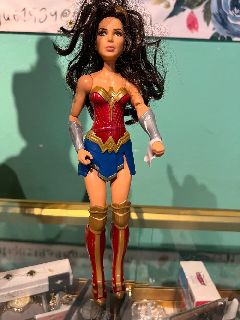 Vintage 2016 Mattel Wonder Woman Doll in Red, Blue and Gold Outfit